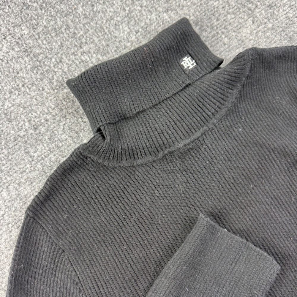 Lauren Ralph Lauren Turtleneck Sweater Small Black Ribbed Knit Long Sleeve Women